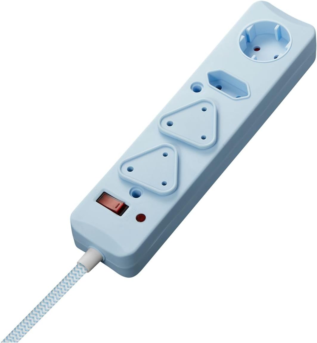 Switched 4-Way Multiplug with Surge Protection and Safety Shutters Blue - 0.5m