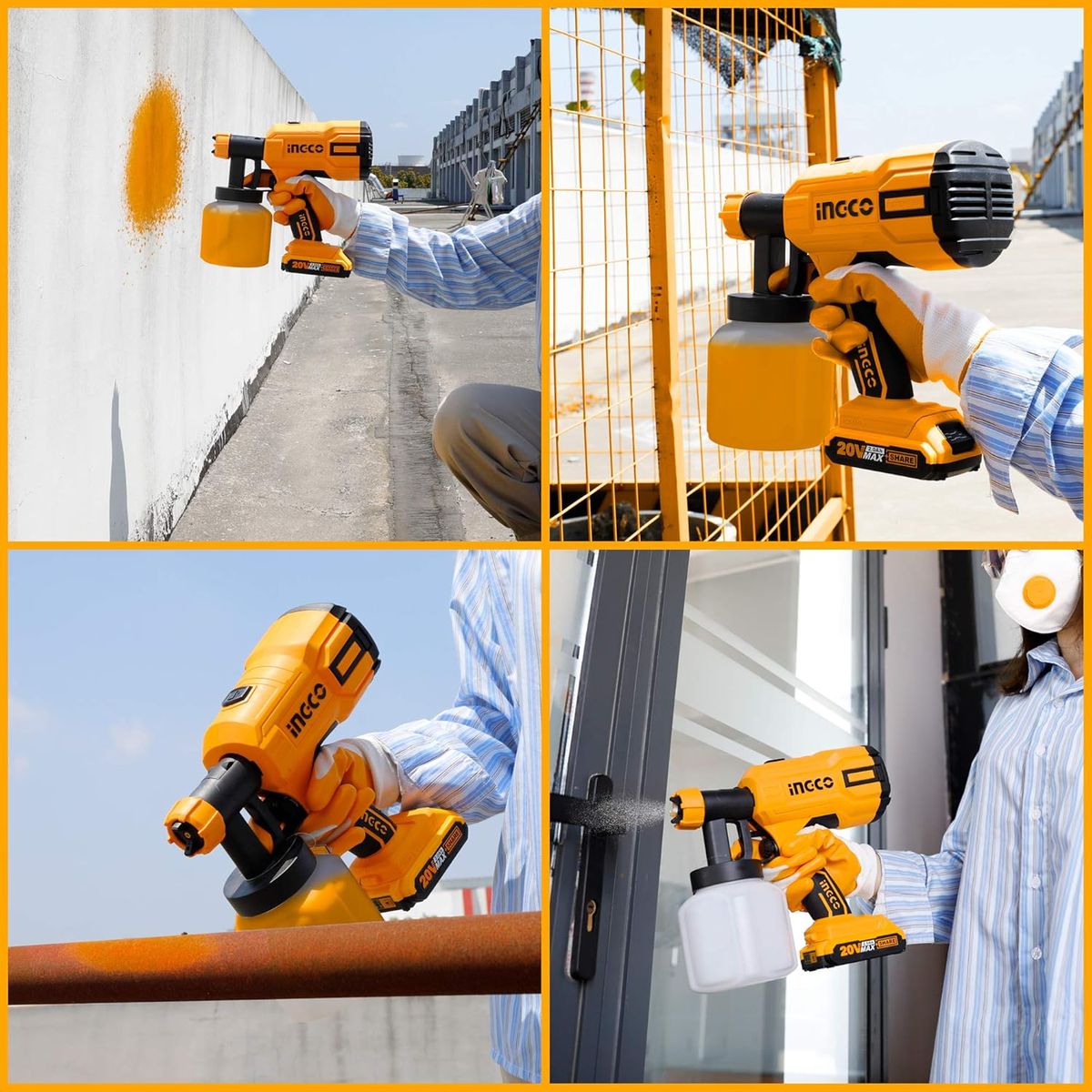 Ingco 20V Lithium-Ion Cordless Spray Gun (1 Litre Capacity) - Unit Only