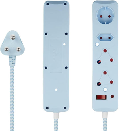 Switched 4-Way Multiplug with Surge Protection and Safety Shutters Blue - 0.5m