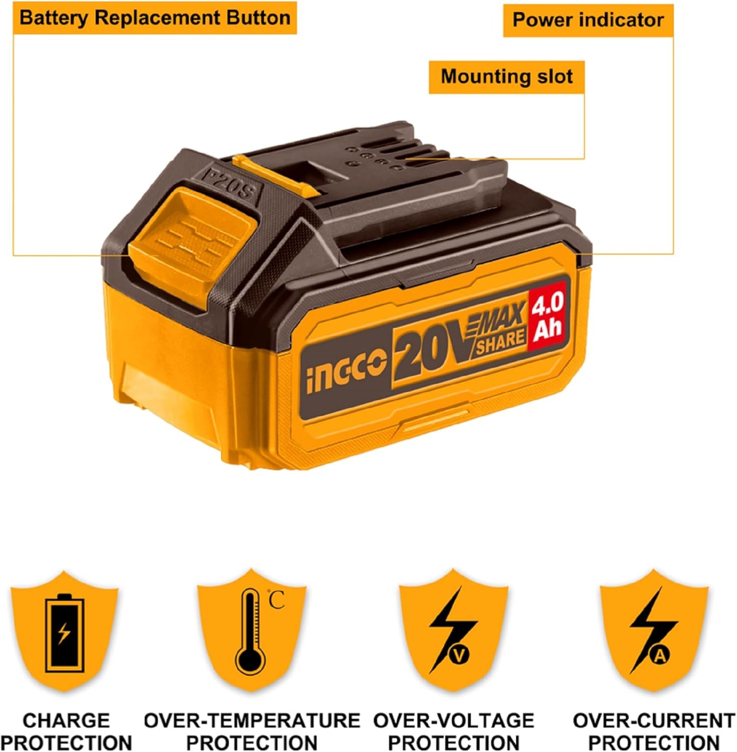 Ingco 20V 4.0AH Li-ion Battery Pack