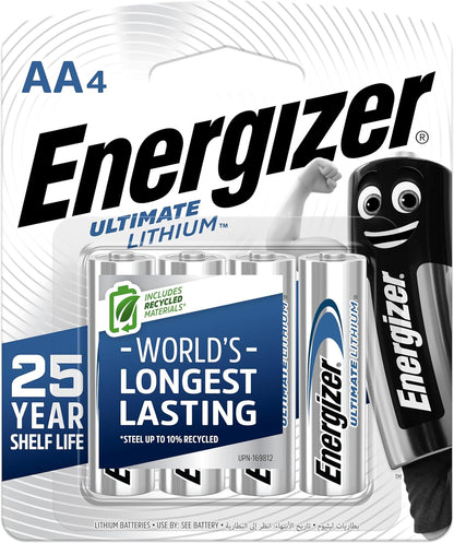 Energizer AA Ultimate Lithium Battery 4-Piece Set