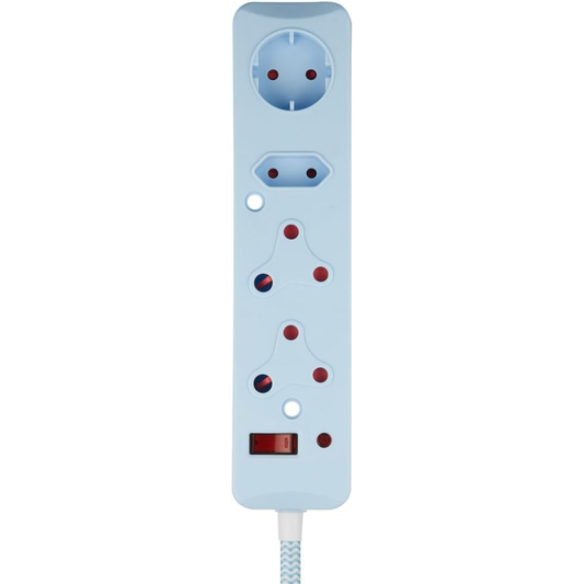 Switched 4-Way Multiplug with Surge Protection and Safety Shutters Blue - 0.5m